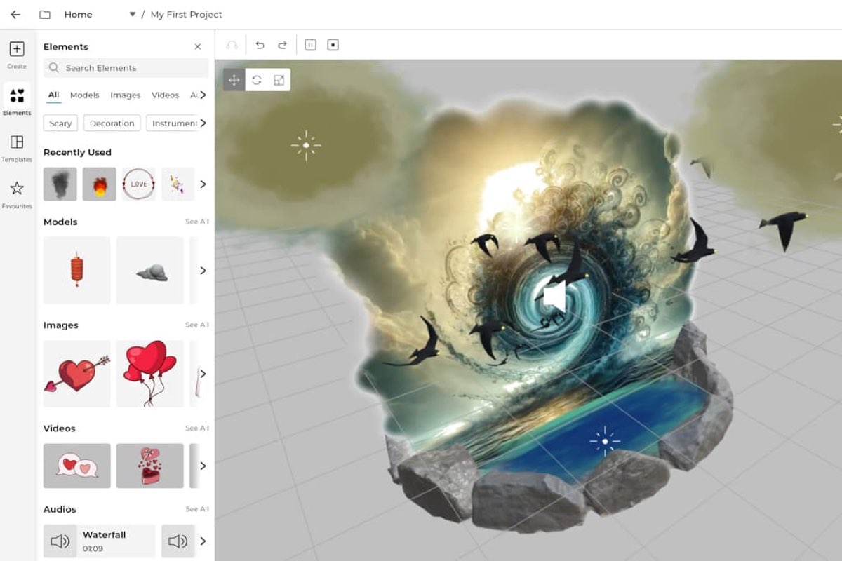 The Artivive editor building an augmented reality scene